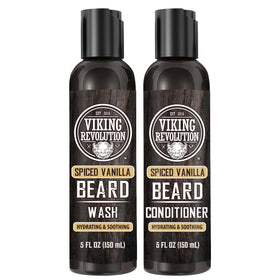 Styling scene with Viking Revolution on vanity for organized daily beard grooming