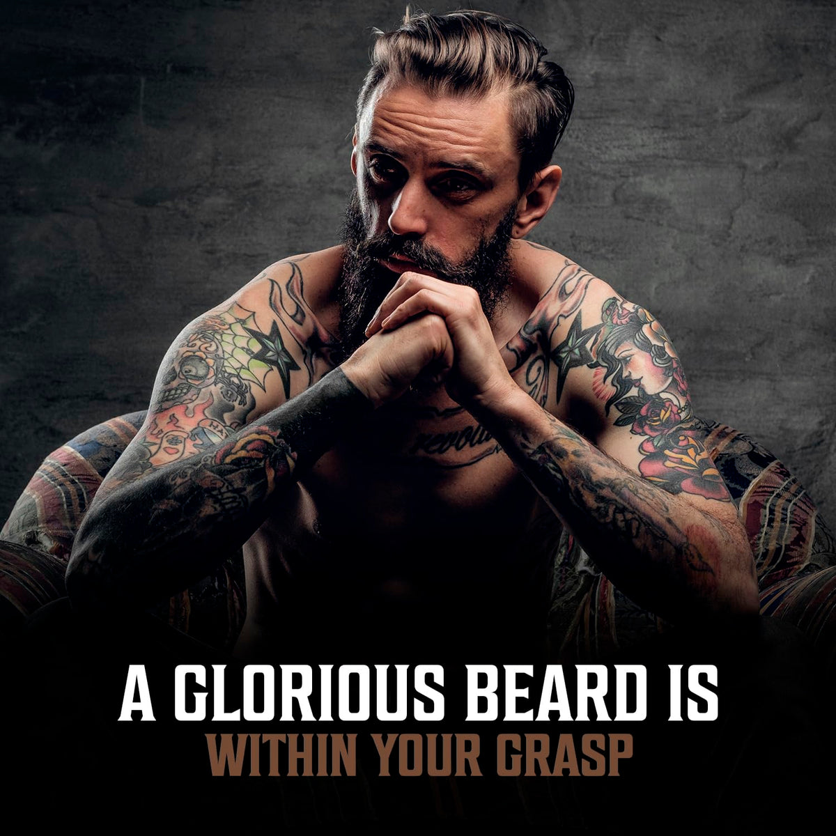 Viking Revolution lifestyle styling shot with model wearing beard showcasing conditioned, confident look