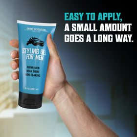 Viking Revolution man styling hair in bathroom for quick long lasting control