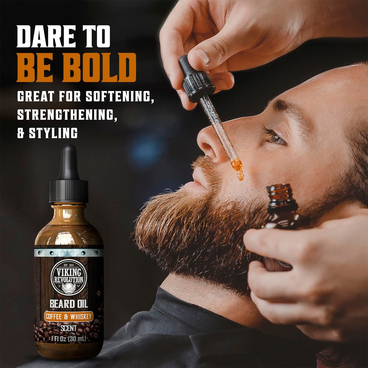 Viking Revolution oil droplet texture close-up highlighting smooth, non-greasy absorption benefit