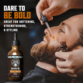 Viking Revolution oil droplet texture close-up highlighting smooth, non-greasy absorption benefit
