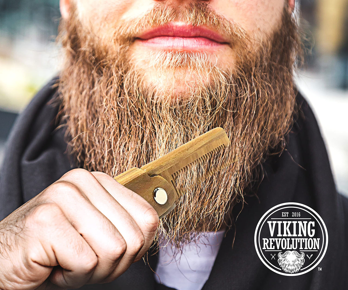 Viking Revolution open sandalwood comb, smooth full-length teeth benefit