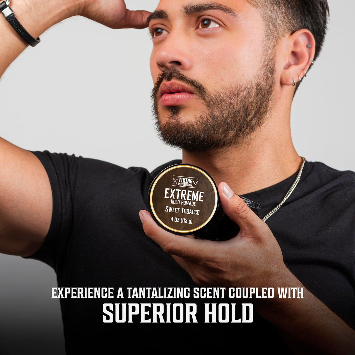 Viking Revolution open jar showing smooth pomade texture for effortless application