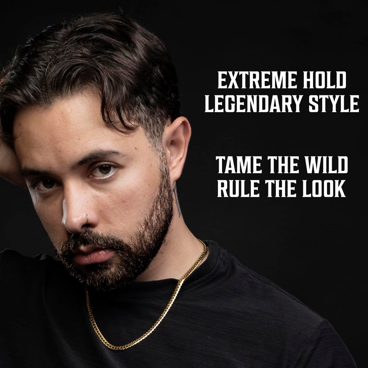 Viking Revolution pomade on hand ready to apply for controlled styling
