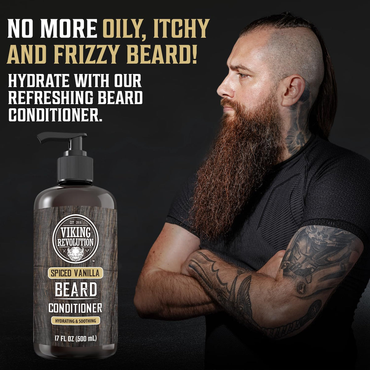 Viking Revolution conditioner pouring texture demonstrating creamy consistency for easy application and even coverage