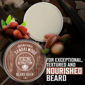 Viking Revolution balm beside a ruler showing 2 oz tin scale for travel convenience