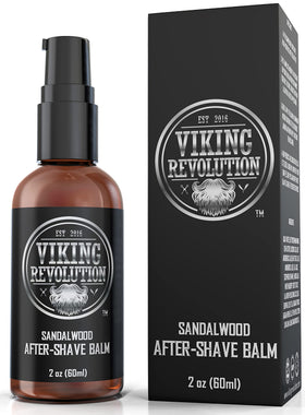 Viking Revolution front bottle view showing sandalwood balm and soothing finish