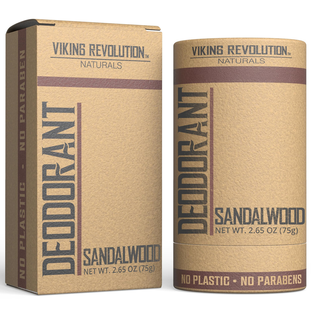 Viking Revolution front packaging showing sandalwood deodorant and benefit of all-day freshness