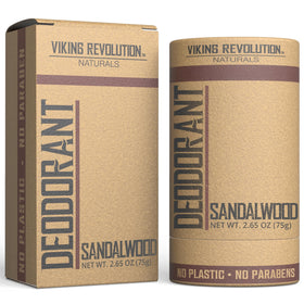 Viking Revolution front packaging showing sandalwood deodorant and benefit of all-day freshness