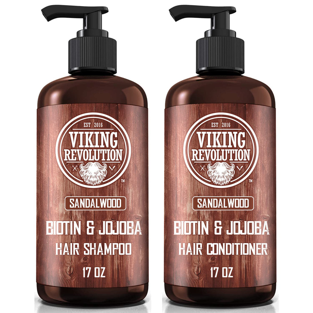 Viking Revolution front packaging showing sandalwood set and benefits