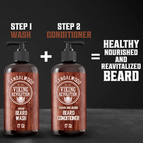 Viking Revolution bottle staged in bathroom with sandalwood scent for appealing grooming ritual