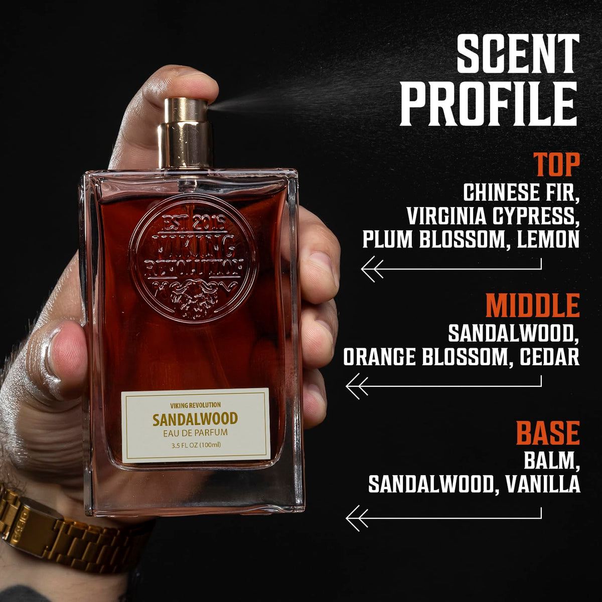 Viking Revolution bottle in forest setting evokes outdoor character benefit: rugged inspiration
