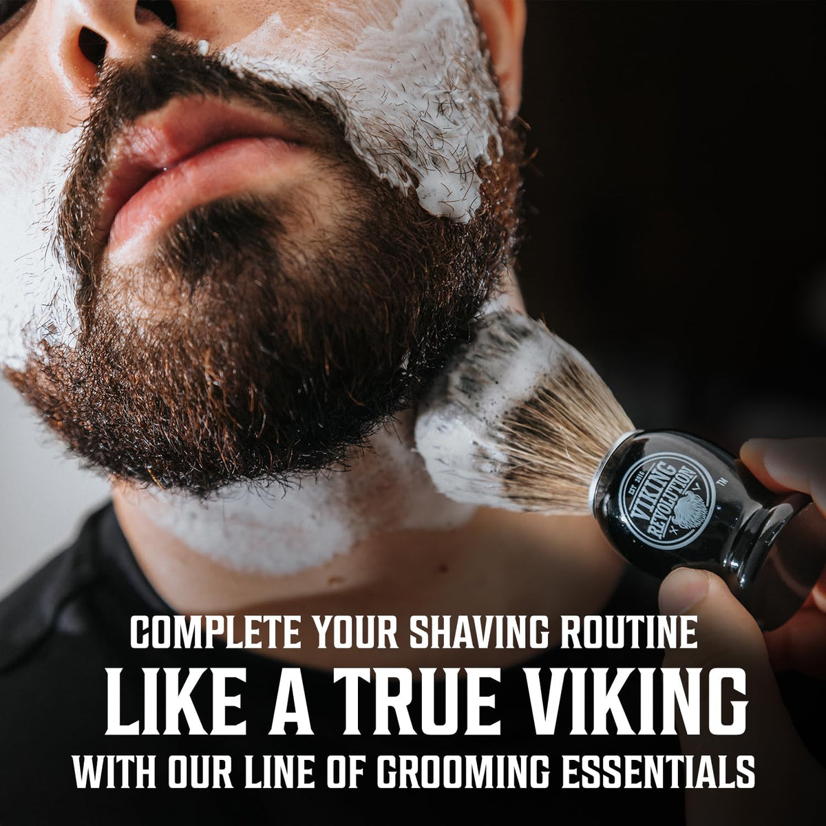 Viking Revolution close-up of rich sandalwood lather showcasing creamy texture