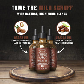 Viking Revolution oil texture on fingers highlighting fast absorption benefit
