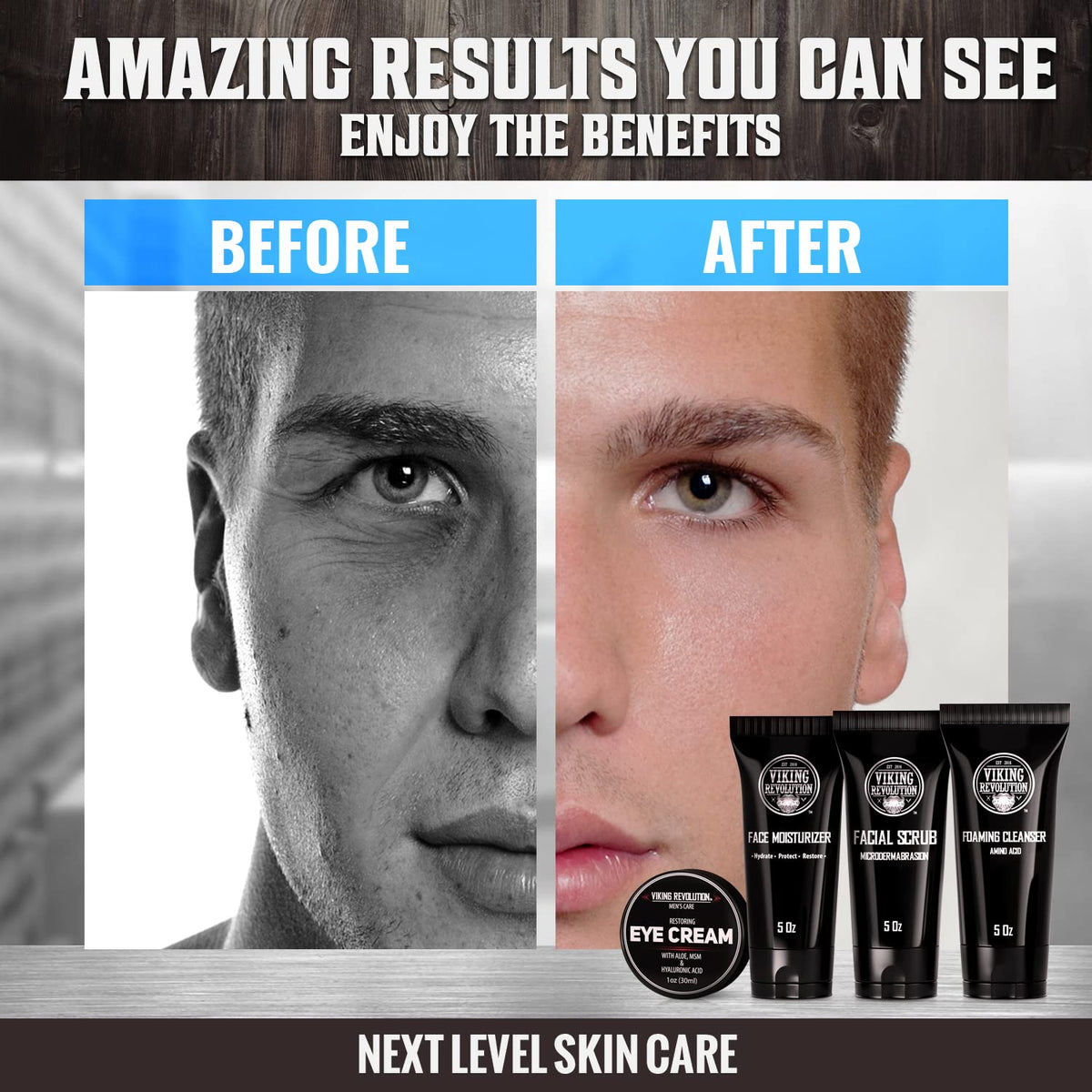 Viking Revolution scrub granules close-up highlighting deep-cleaning exfoliation benefit