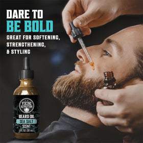 Viking Revolution dropper close-up dispensing precise beard oil drops