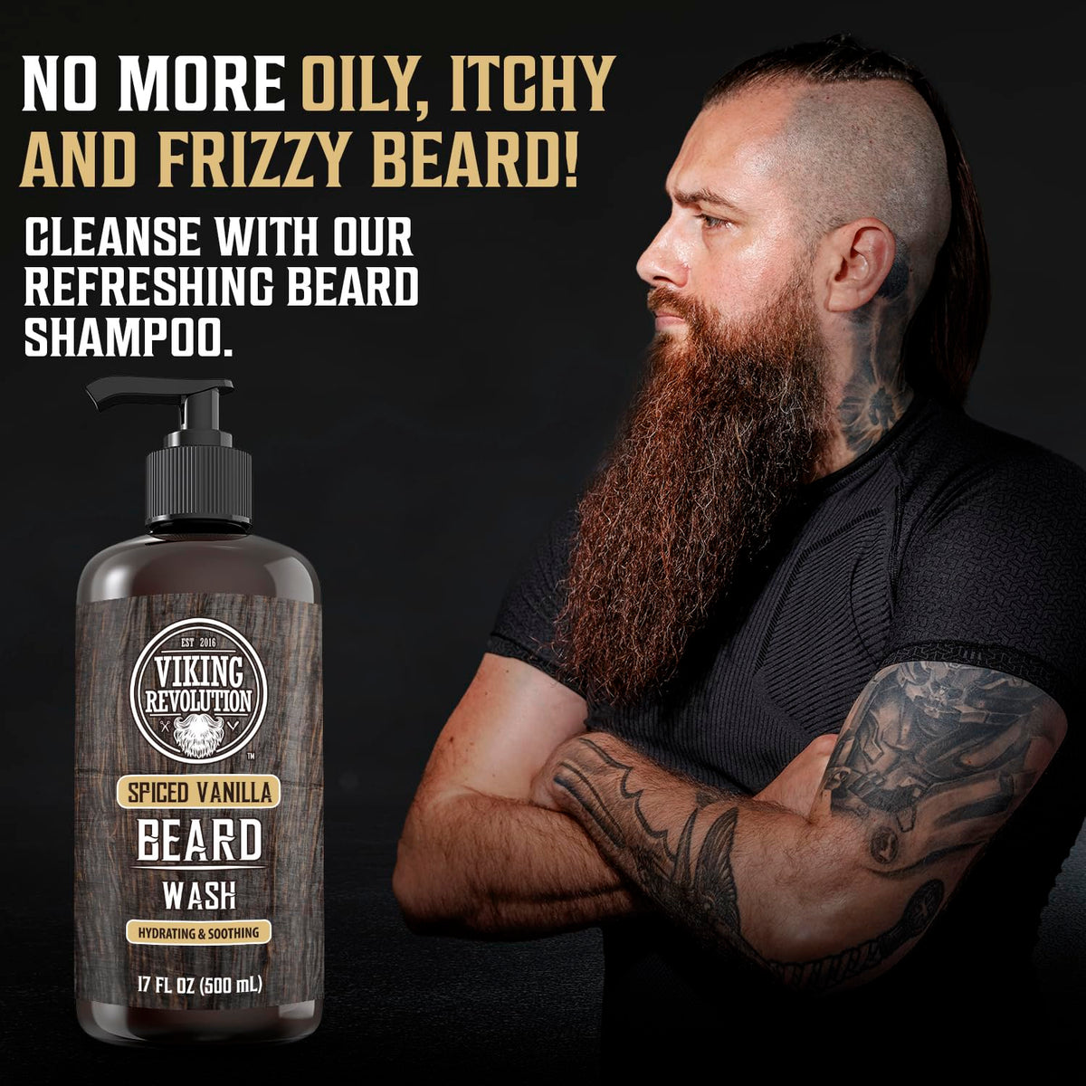 Viking Revolution 17oz bottle in hand showing size and easy application