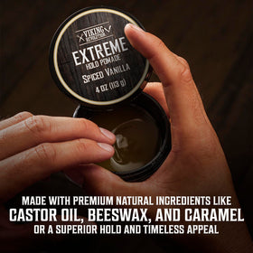 Viking Revolution 4oz jar in hand illustrating compact travel-friendly size