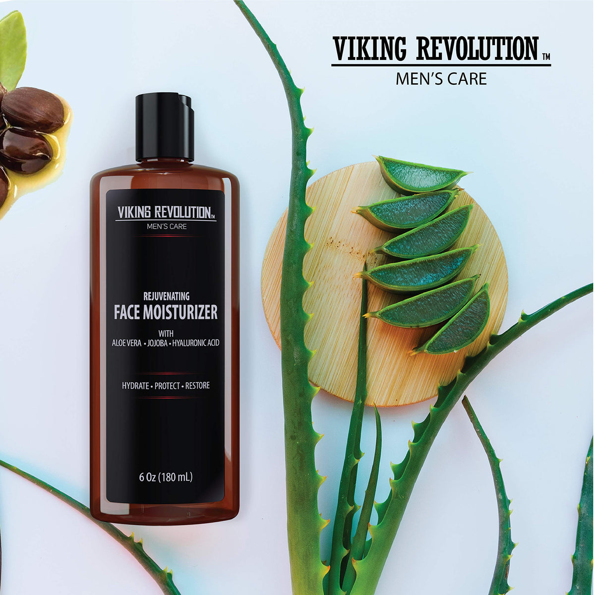Viking Revolution next to razor for size comparison and grooming routine fit