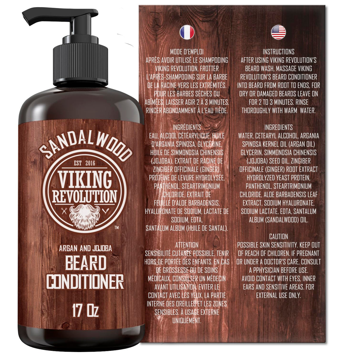 Viking Revolution conditioner beside ruler showing 17oz size for value and long-term use