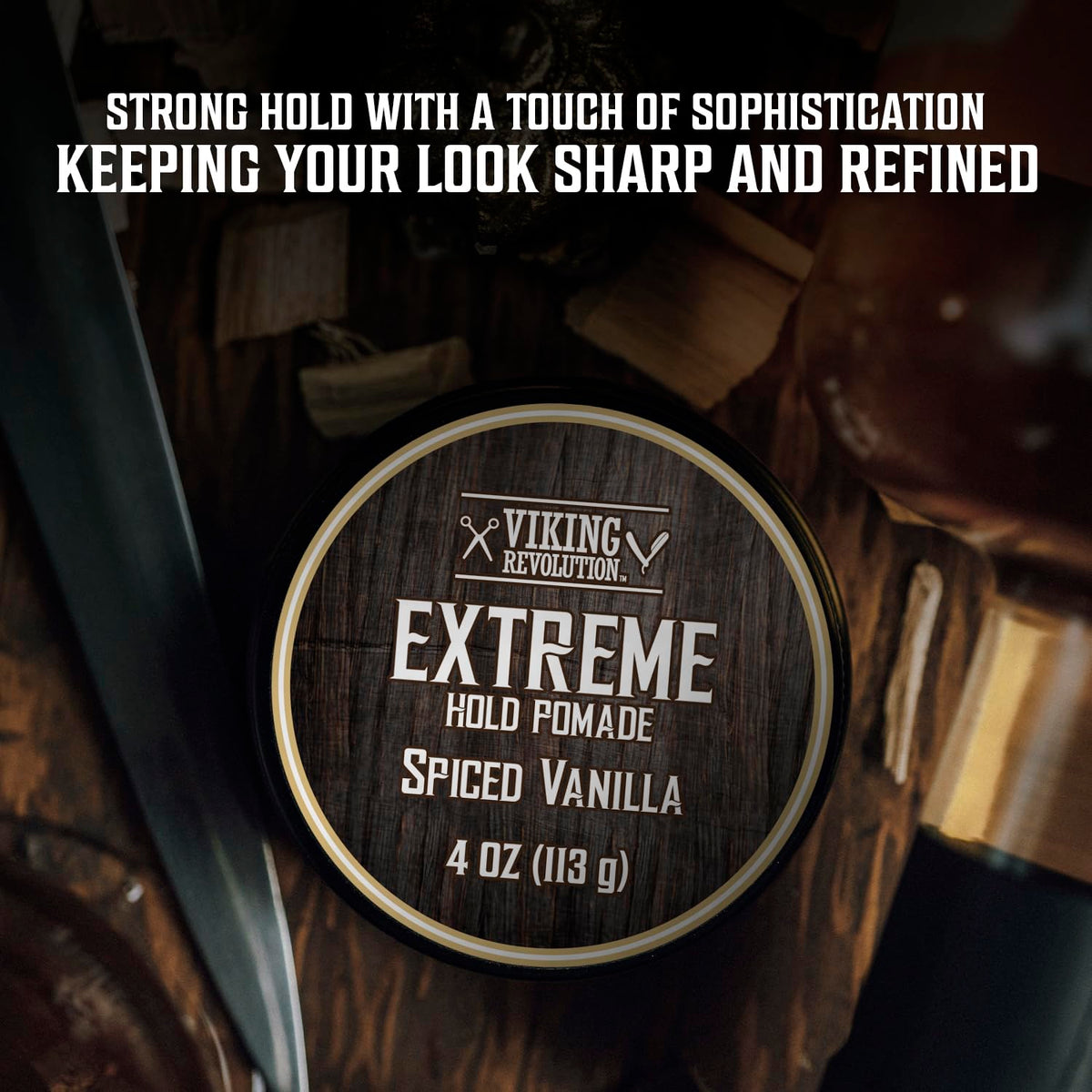 Viking Revolution styled pompadour demonstrating strong hold and shine