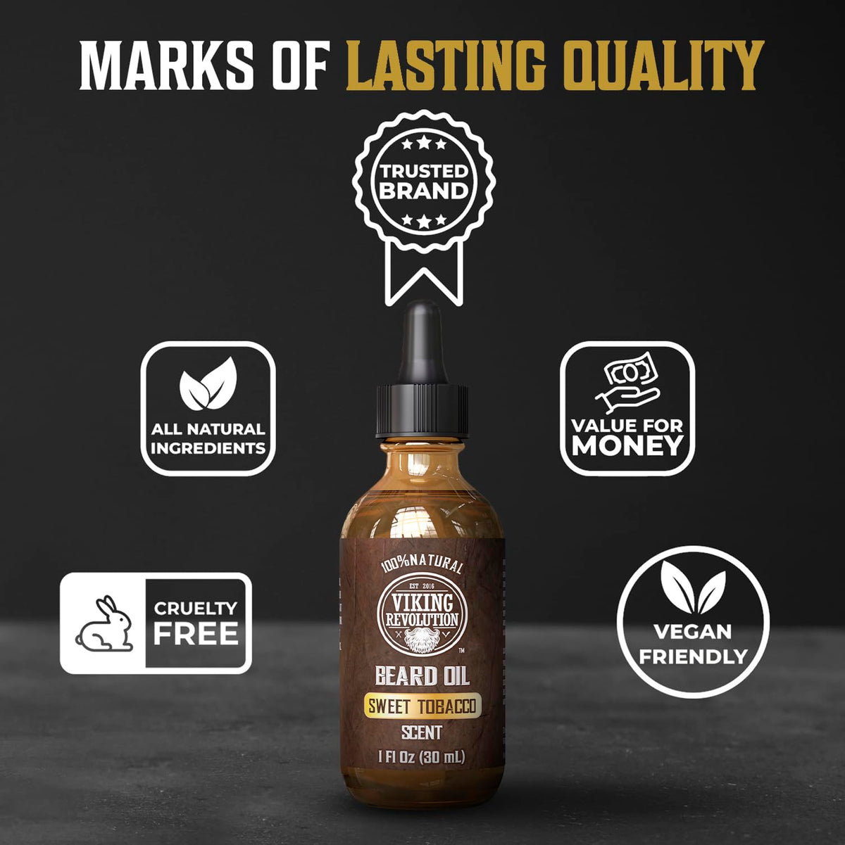Viking Revolution label close-up showing argan and jojoba natural ingredients benefit