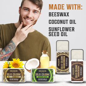 Viking Revolution applying solid cologne to wrist for quick, discreet scent refresh