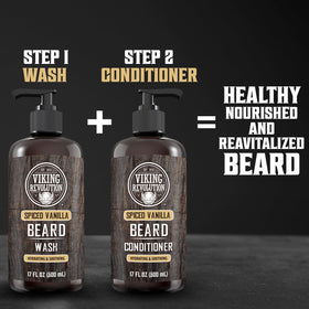 Viking Revolution in-shower usage showing application to wet beard for correct rinse-out conditioning routine