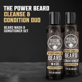 Viking Revolution beard wash pump with ingredient label visible for clarity