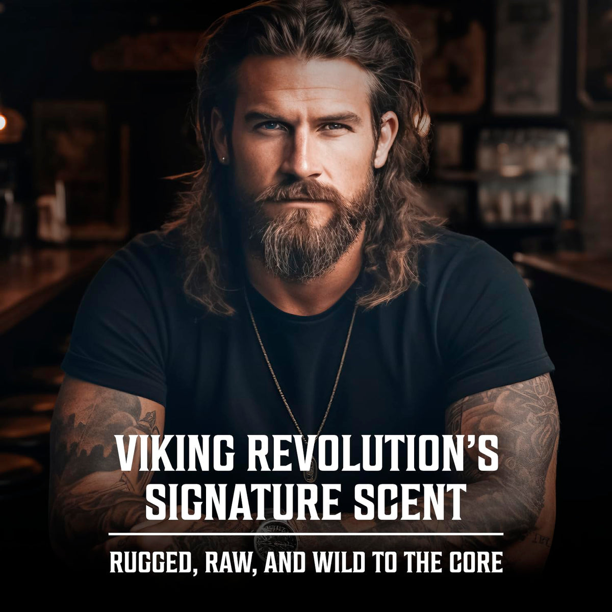 Viking Revolution styled with whiskey glass conveying aged whiskey accord and evening appeal
