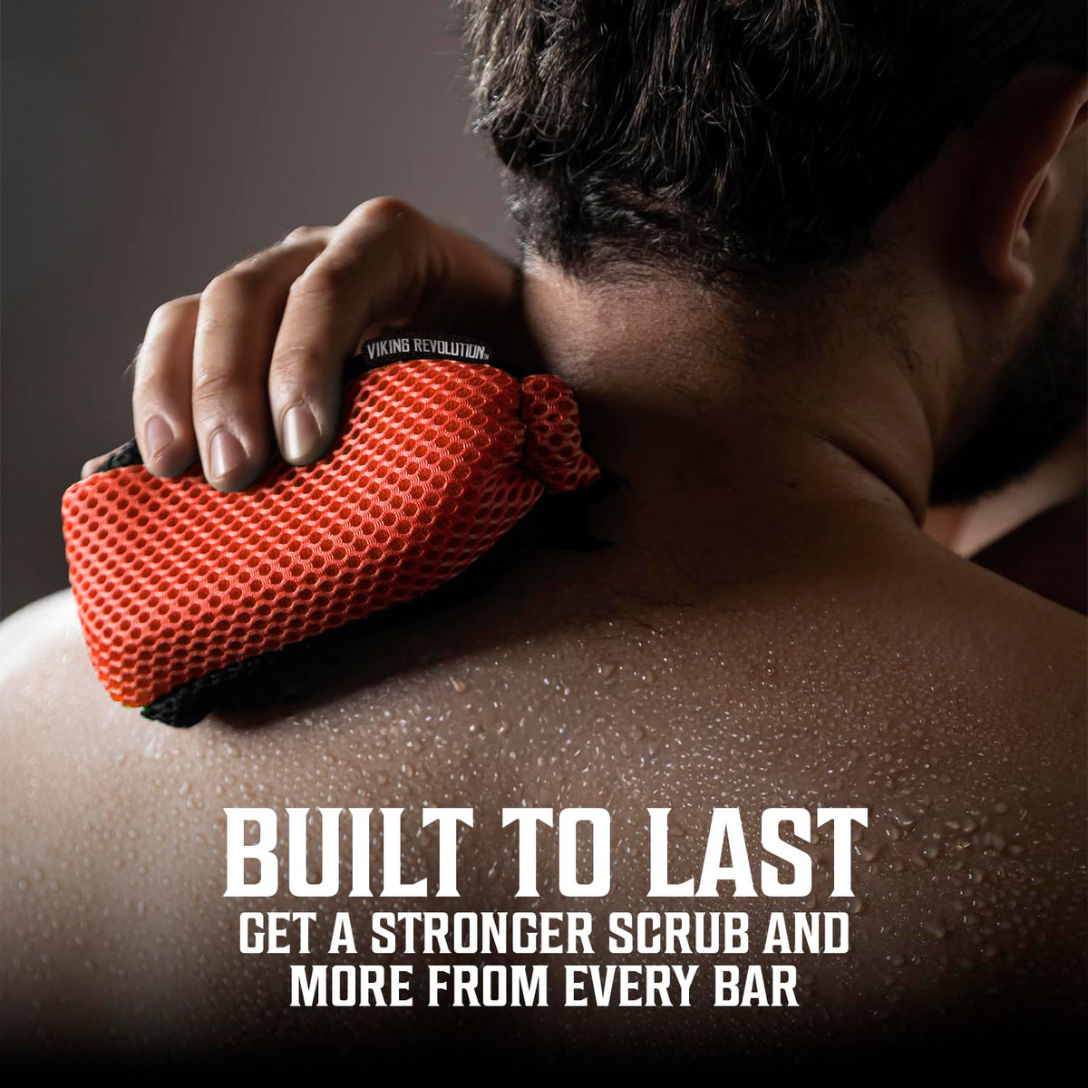 Viking Revolution soap bag with bar inside demonstrating reduced waste and richer lather