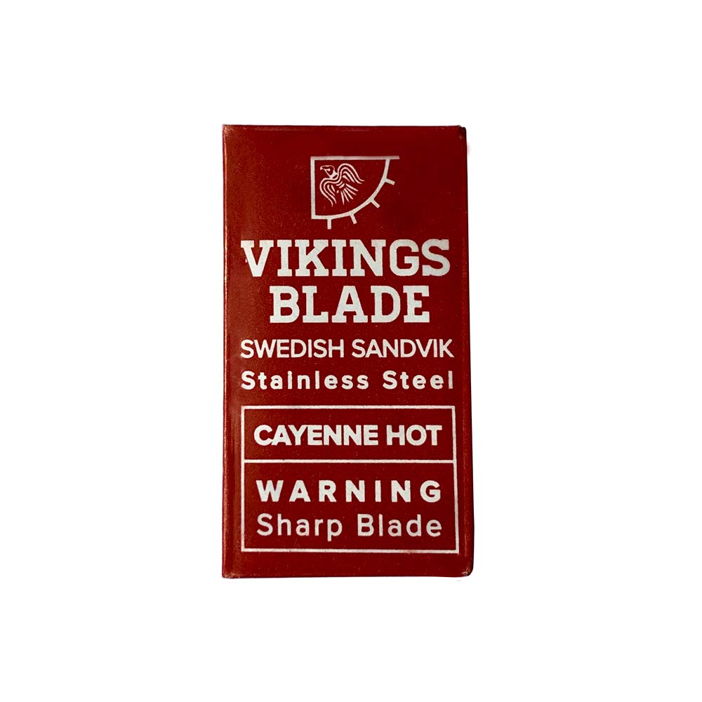 Vikings Blade next to coin size comparison showing compact refill pack and value