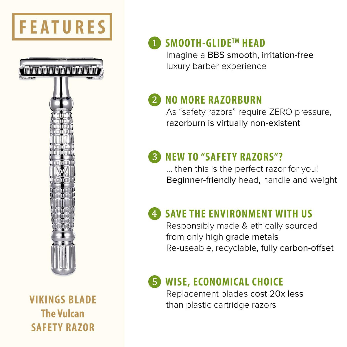 VIKINGS BLADE Vulcan long handle detail for improved grip and balanced control