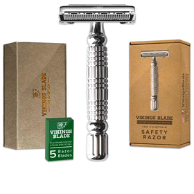 VIKINGS BLADE razor and case front view showing premium design and protection