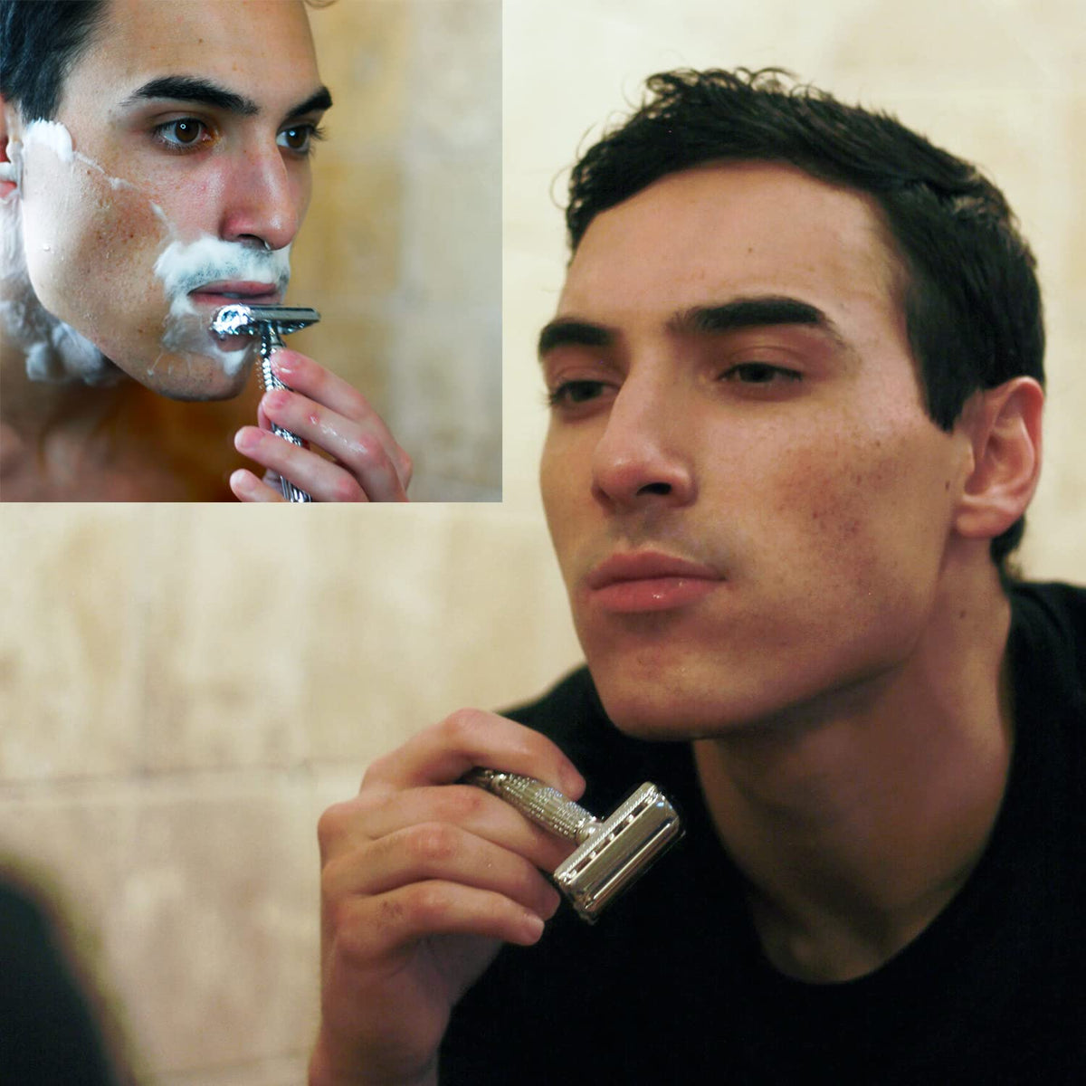 VIKINGS BLADE razor staged in bathroom illustrating durable daily use