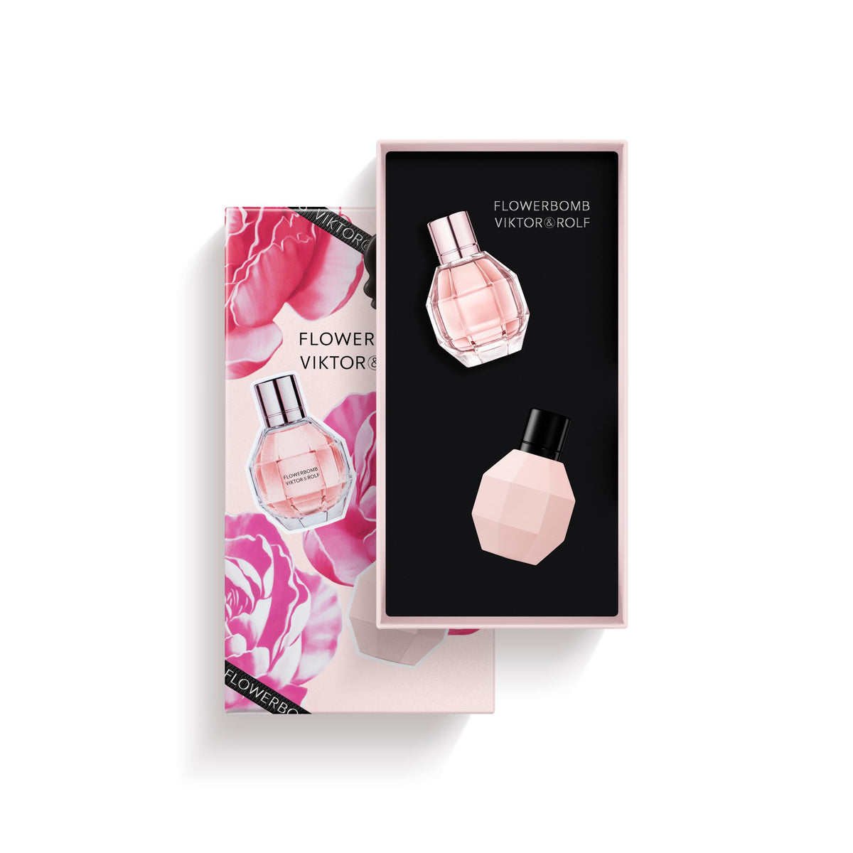 Viktor&Rolf Flowerbomb sprays inside handbag demonstrating convenient travel use