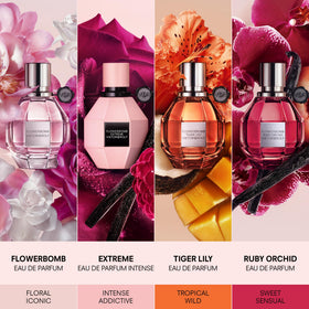 Viktor&Rolf travel-size Flowerbomb sprays held in hand showing portability benefit