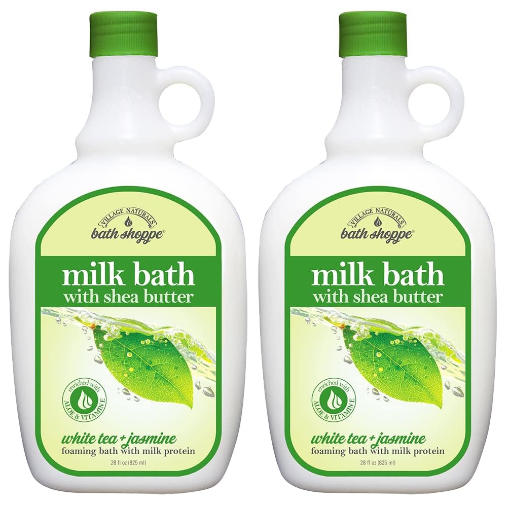 Village Naturals front packaging showing white tea jasmine scent and calming benefit