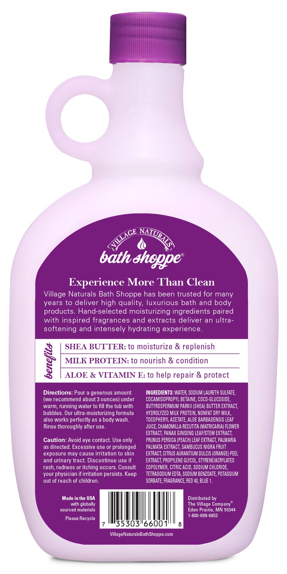 Village Naturals milk bath poured into tub creating soft bubbles for skin hydration