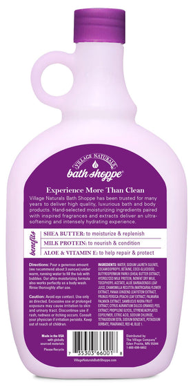 Village Naturals milk bath poured into tub creating soft bubbles for skin hydration