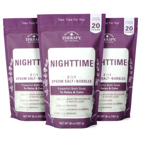 Village Naturals Therapy front packaging showing calming lavender scent and benefits