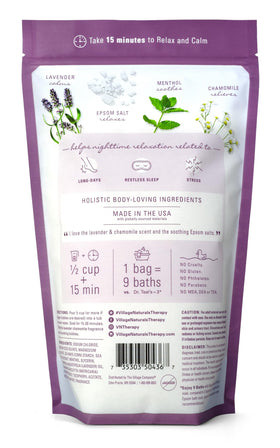 Village Naturals Therapy open lid close-up displaying powder texture for easy scooping