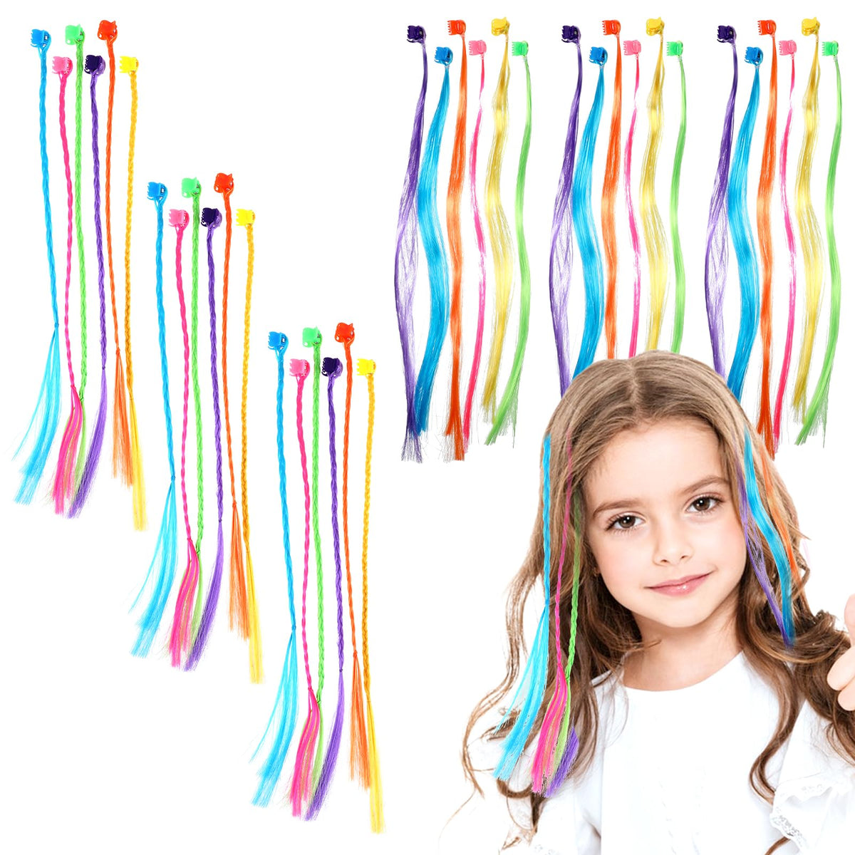 Vin Beauty front packaging showing 36 colorful clip-in extensions and variety