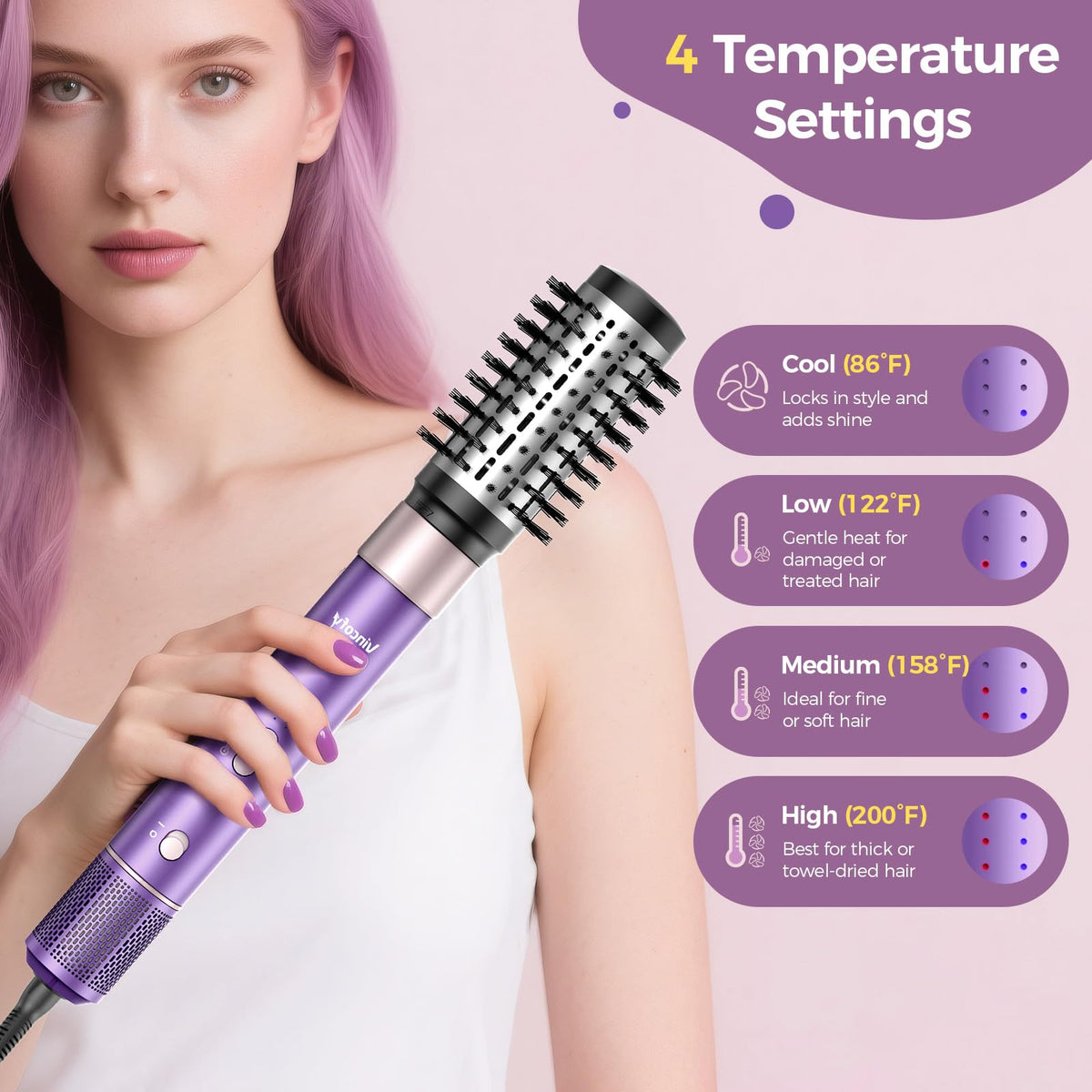 Vincofy concentrator nozzle showing focused airflow for quick drying