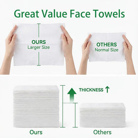 Vinda towel next to hand to show XL size and coverage