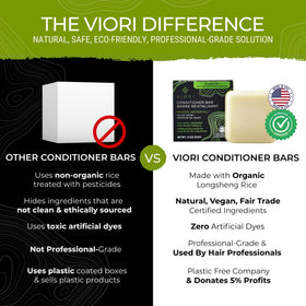 Viori applying conditioner bar to wet hair for smooth detangling