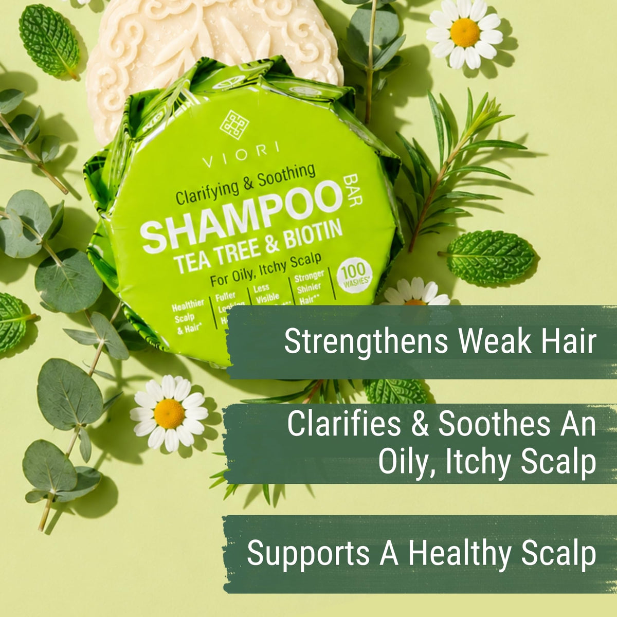 Viori close-up of shampoo bar texture highlighting gentle lather