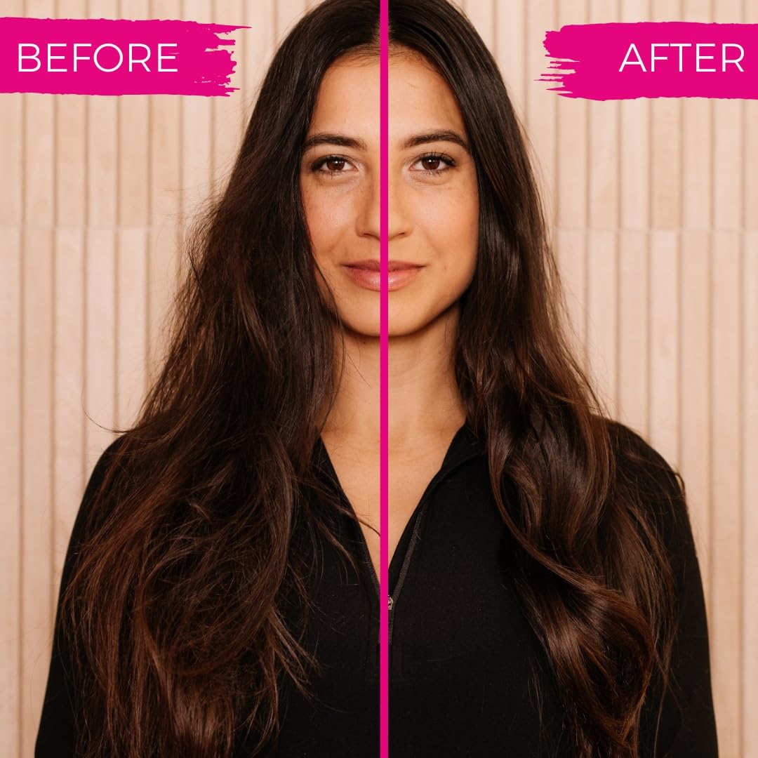 Viori before and after hair photo showing improved softness and volume