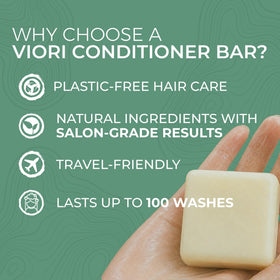 Viori conditioner bar producing lather to demonstrate slip and smoothness benefit