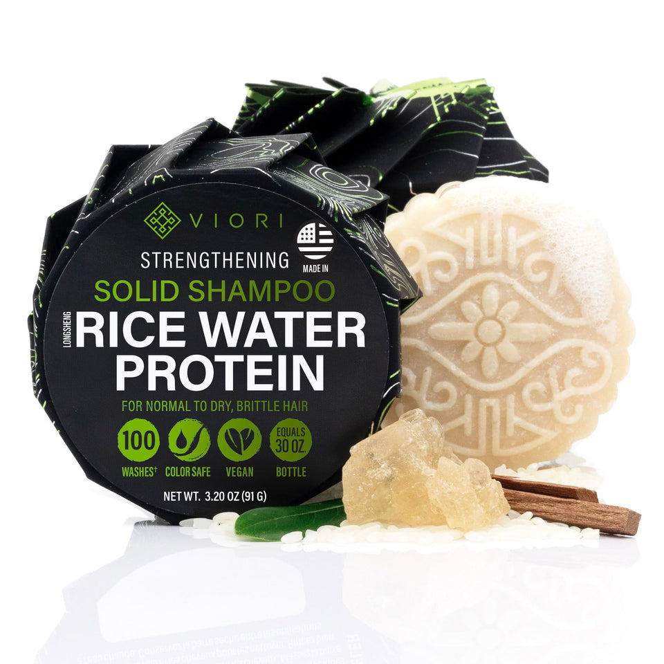 Viori shampoo bar front packaging showing eco-friendly benefits